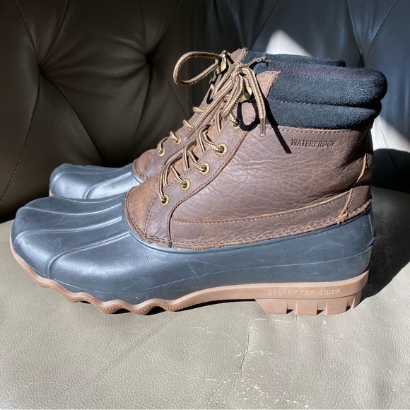 Sperry Brewster Boots Brown Black Leather Waterproof STS19274 Men’s Size 11 main image 7